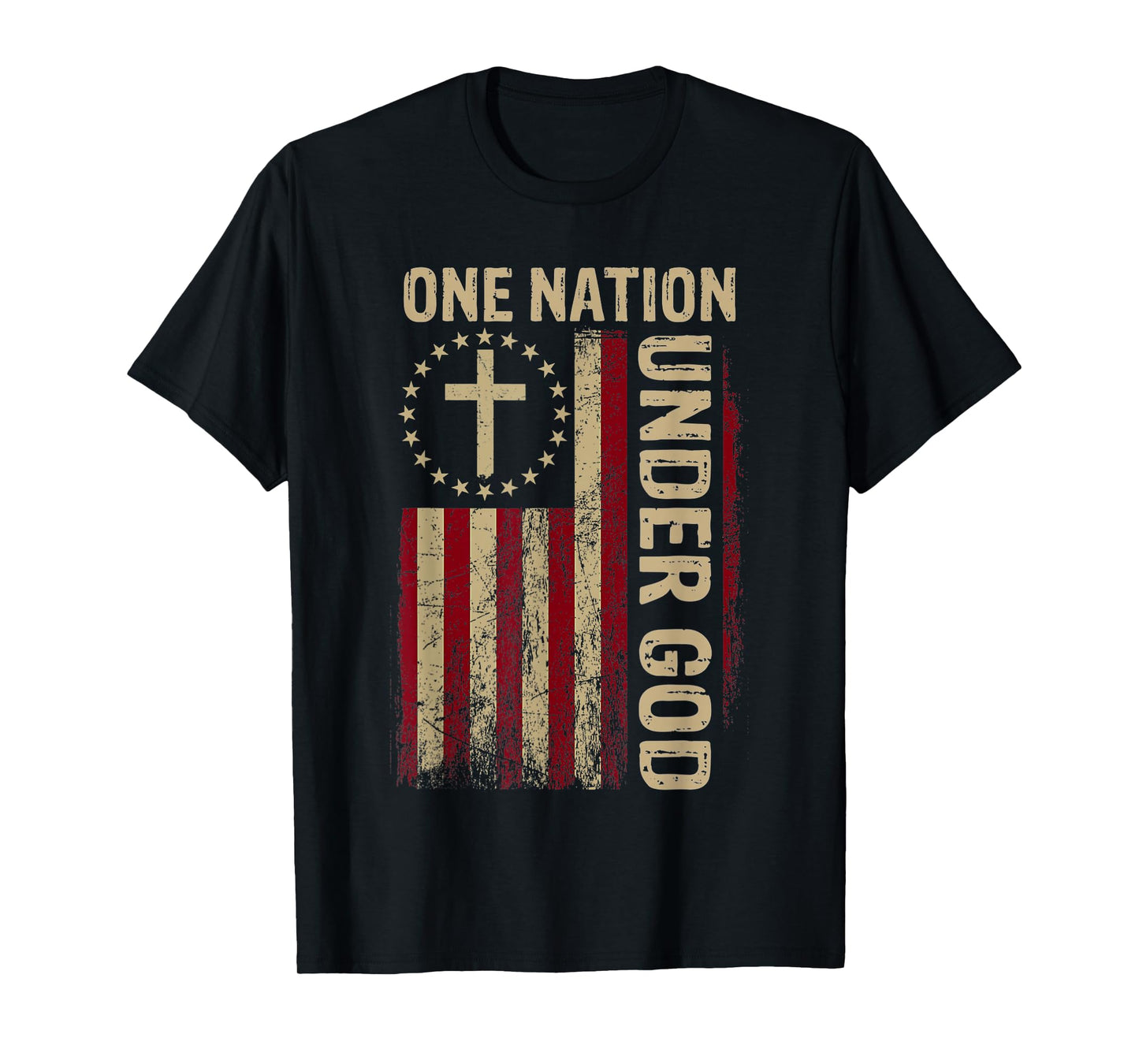 One Nation Under God Flag 4th of July Patriotic Christian T-Shirt