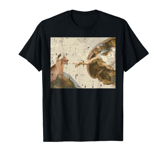 Creation of Adam Cat Painting Funny Art Meme Men Women Kids T-Shirt