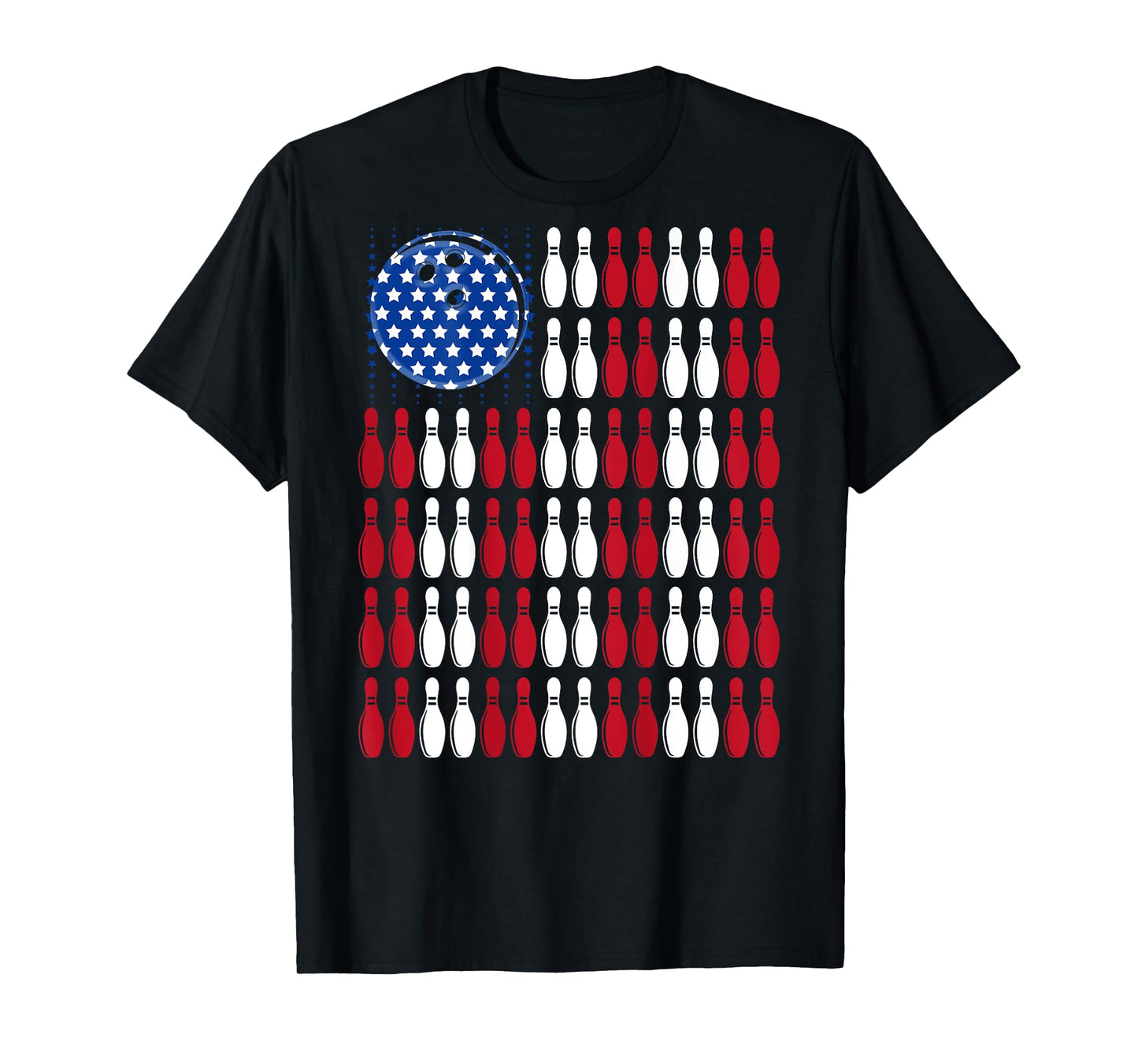 Cool Bowling Bowler Men Women Team American Flag (On Back) T-Shirt