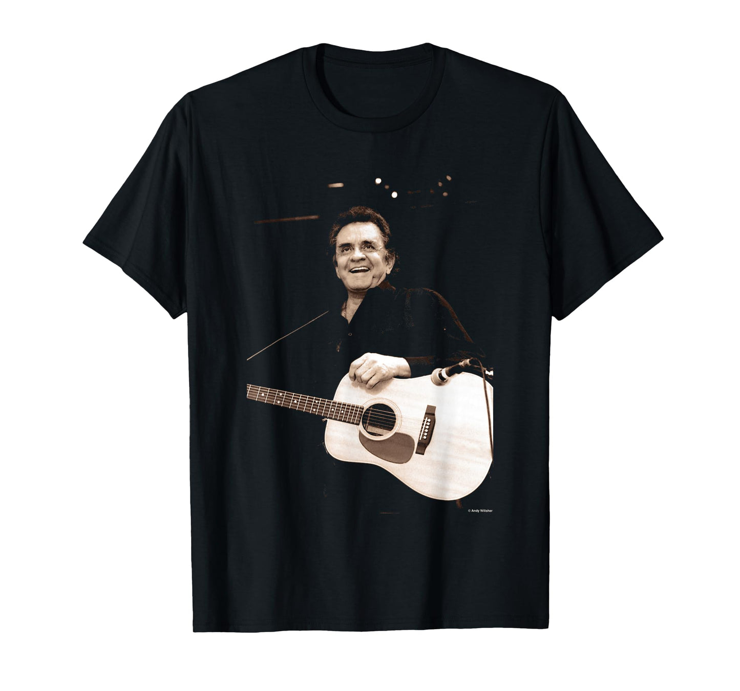 Johnny Cash Playing Live Glastonbury 1994 by Andy Willsher T-Shirt