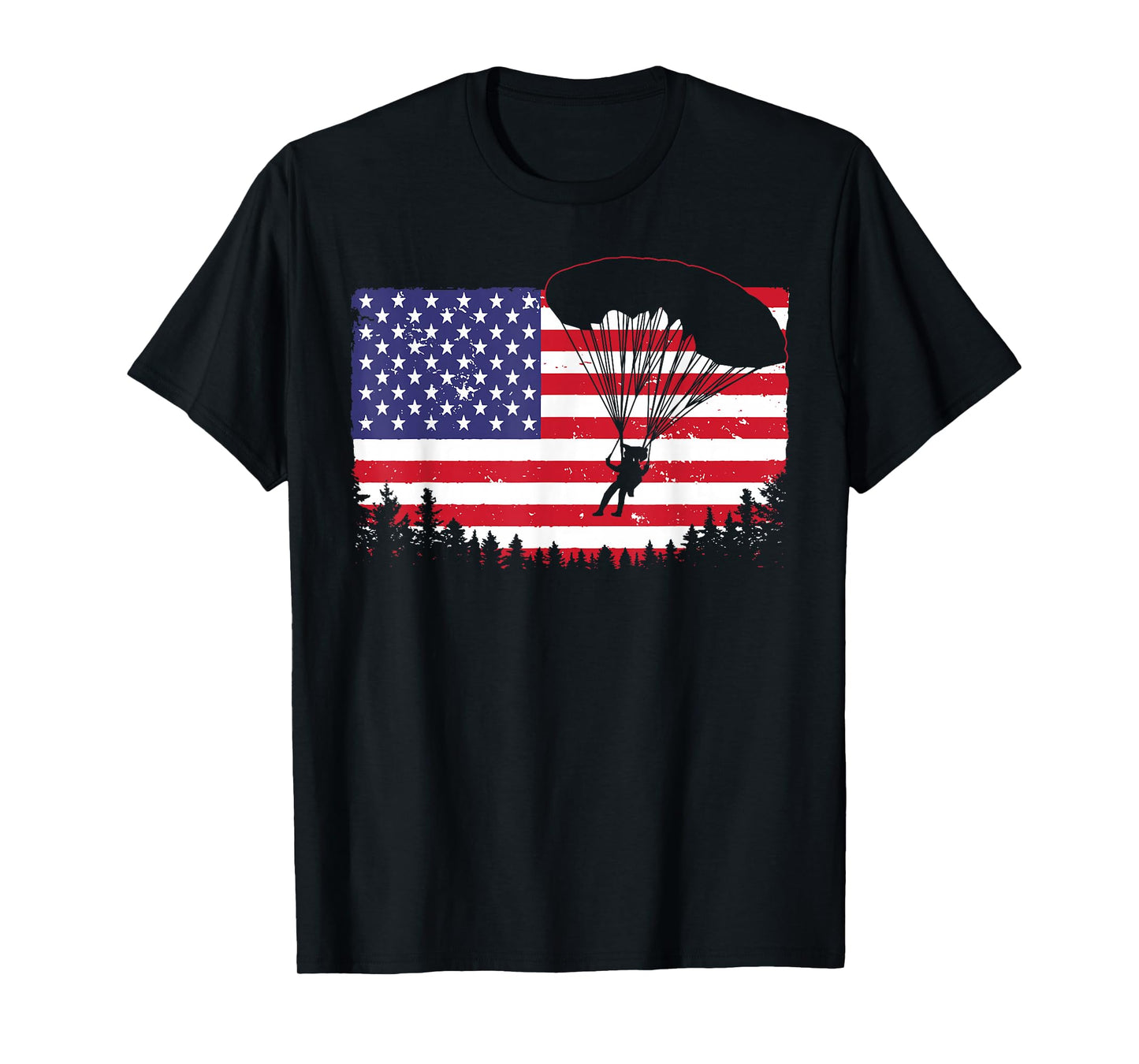 Cool Skydiving Art Men Women Skydiver American Flag Skydive T-Shirt