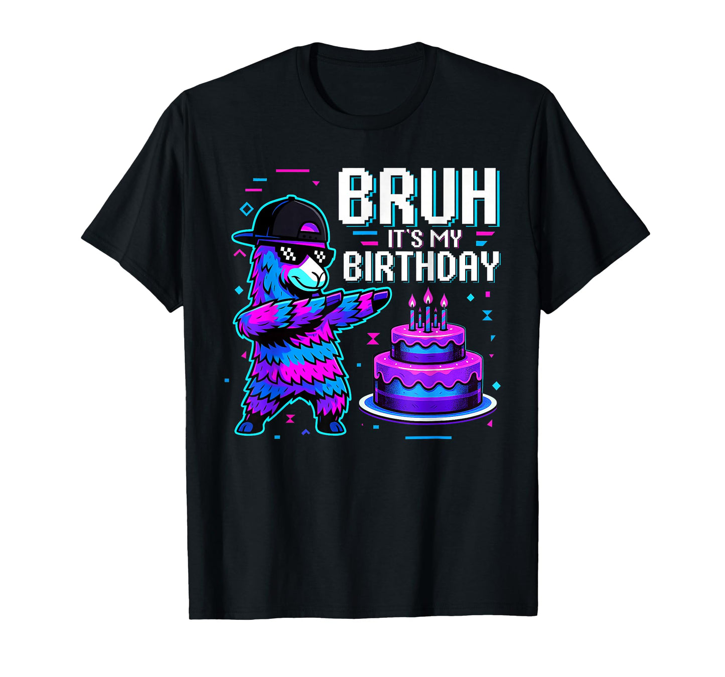 Bruh Dabbing Its My Birthday Llama Boys Girls Family Party T-Shirt