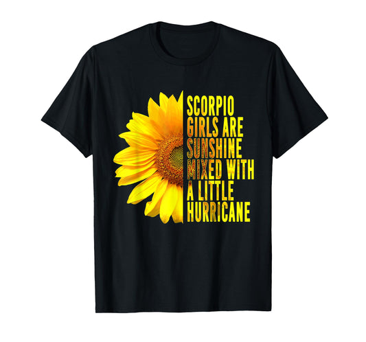 Scorpio Woman October November Birthday Sunflower Queen Gift T-Shirt