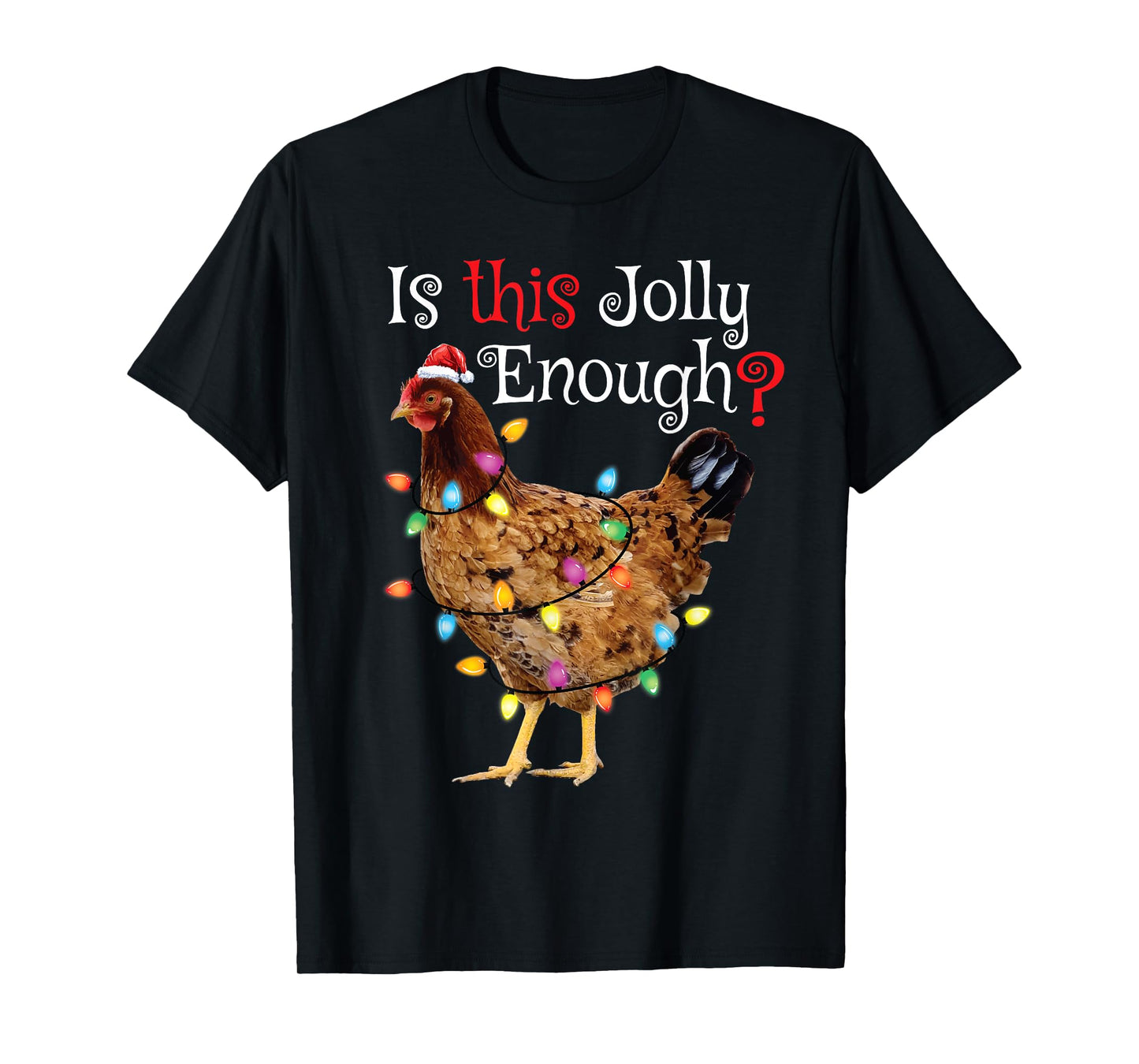 Christmas Chicken Shirt Women Men Kids Funny Santa Chicken T-Shirt