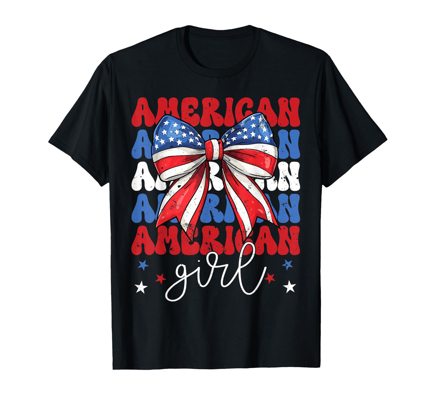 Coquette Bow American Girl Toddler Kid 4th of July Patriotic T-Shirt