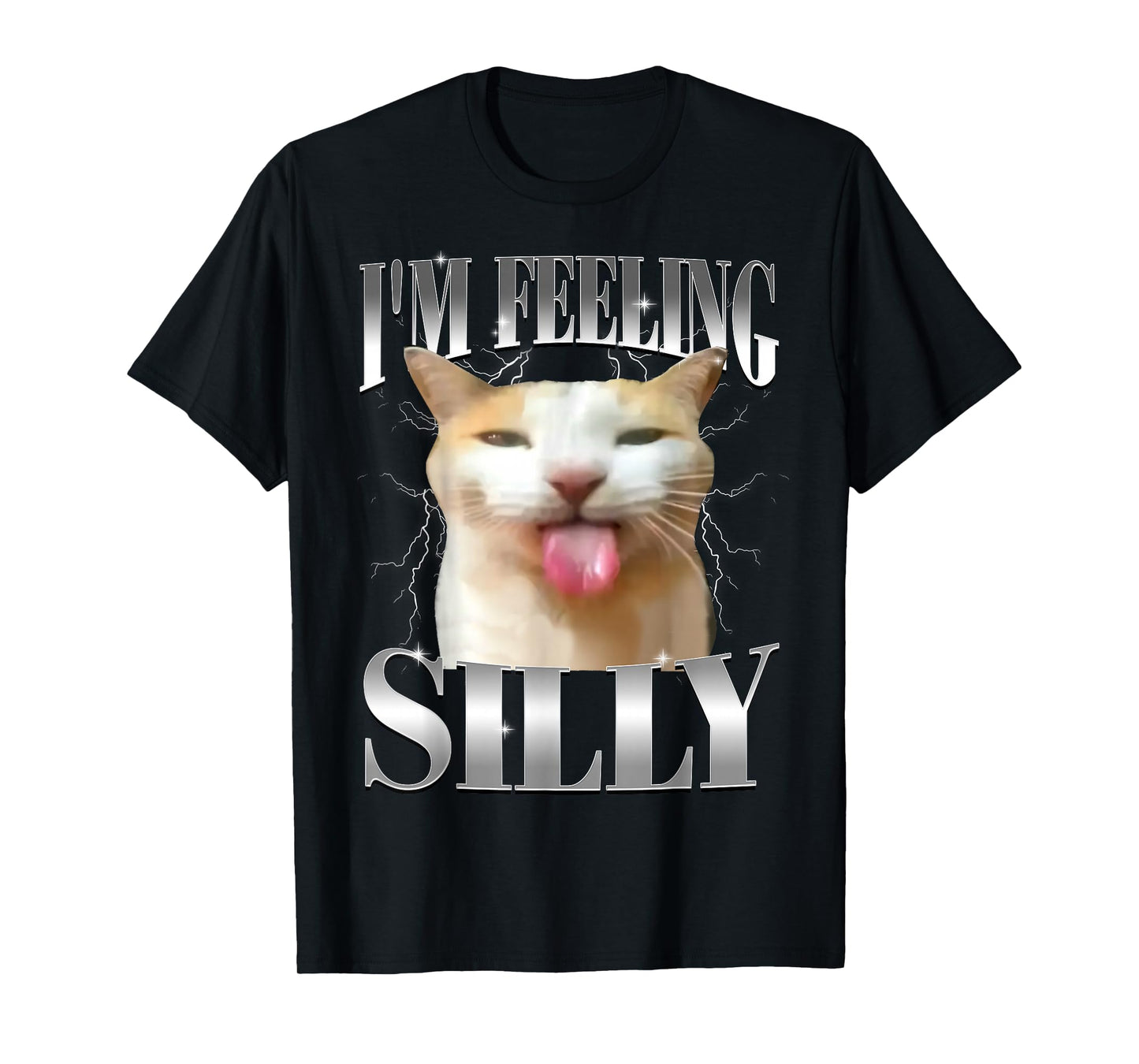 Funny I'm Feeling Silly Cat Meme Humor Vintage Graphic T-Shirt
