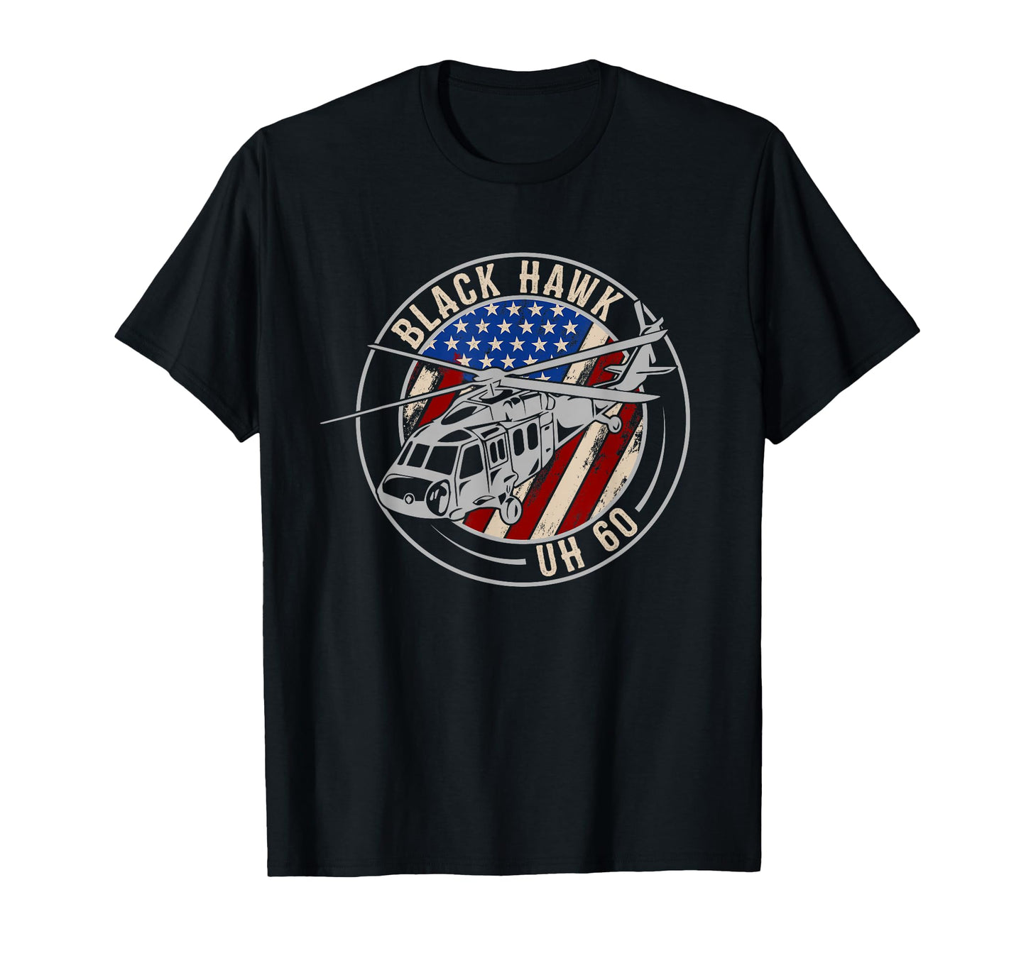 Patriotic USA Flag Military Helicopter UH-60 Black Hawk T-Shirt