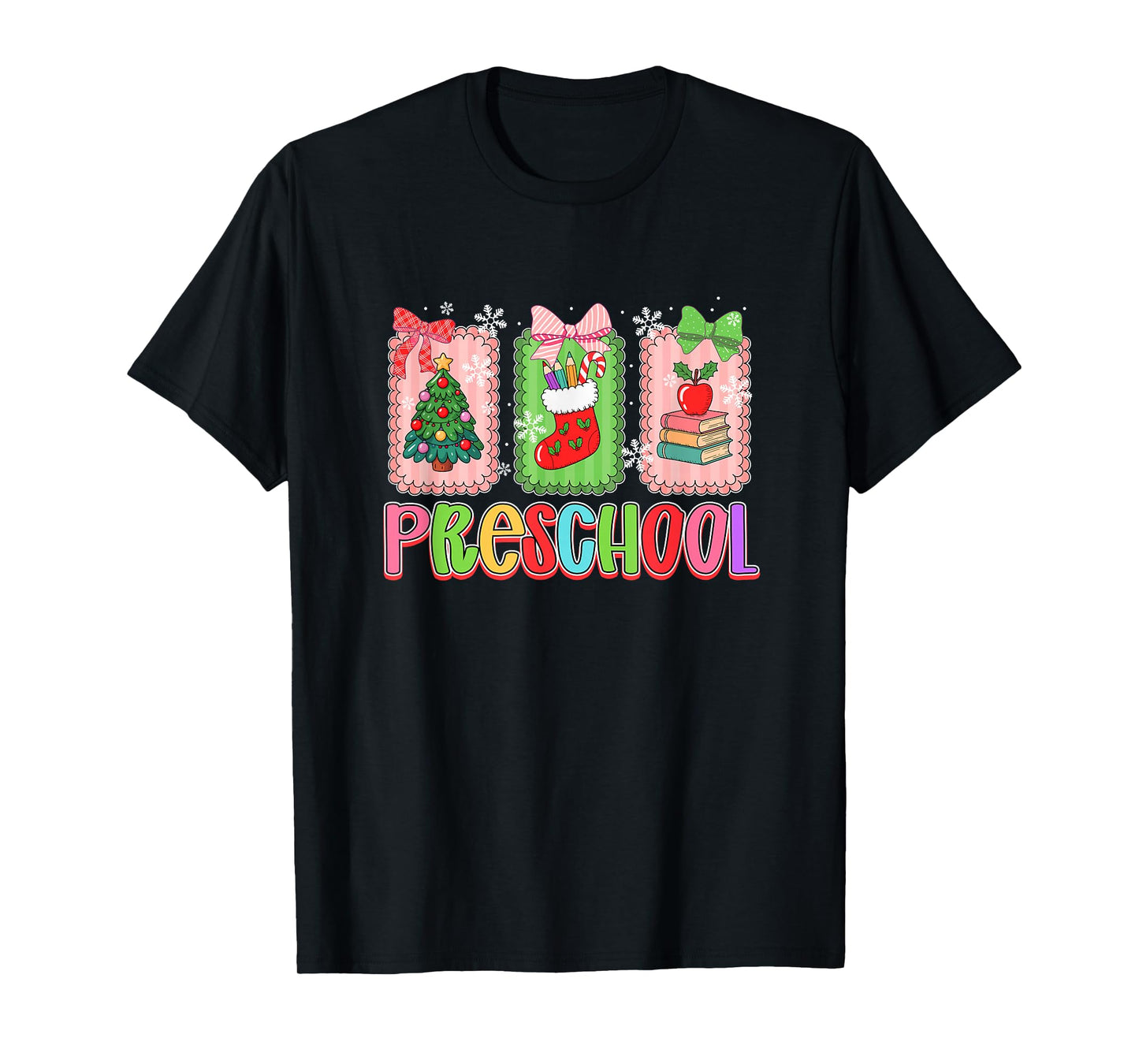 Preschool Colorful Xmas Tree Student Equipment Teacher T-Shirt