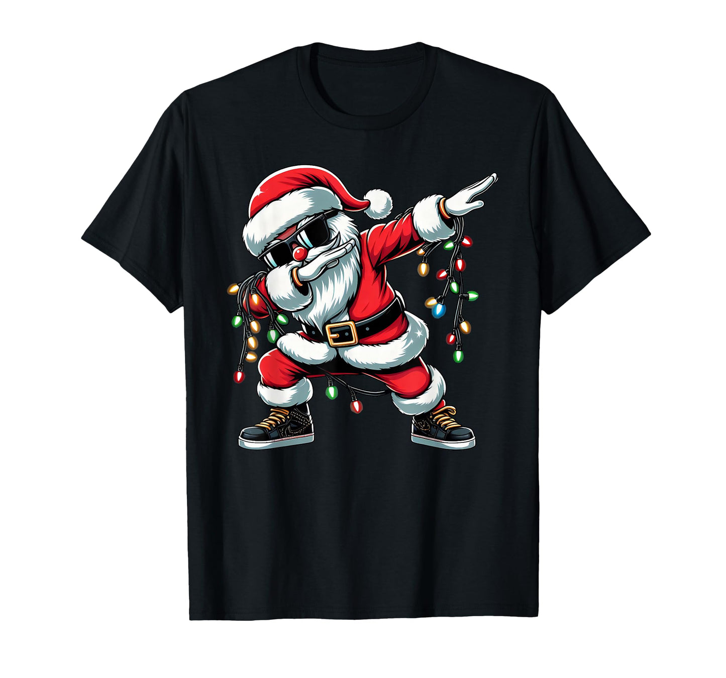 Funny Dabbing Santa Xmas Lights Girls Boys Kids Christmas T-Shirt