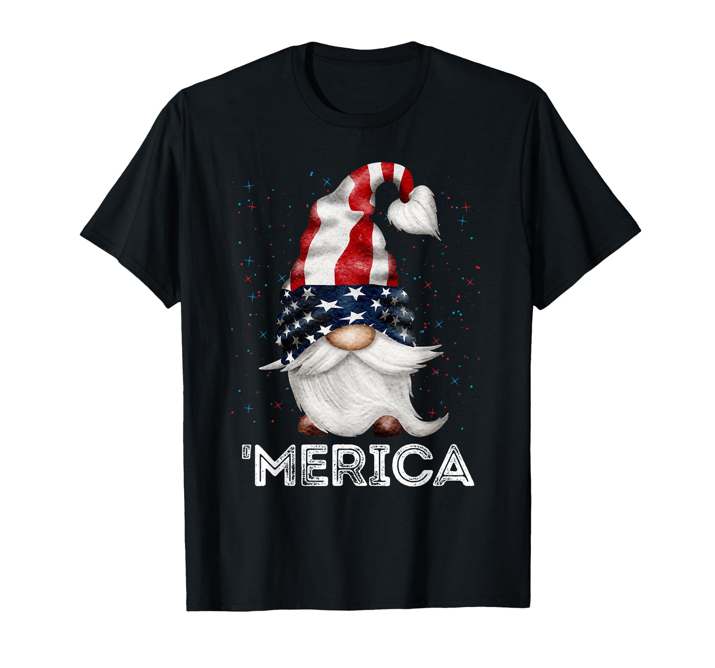 4th of July Patriotic Gnome American Flag Colored Gnome T-Shirt