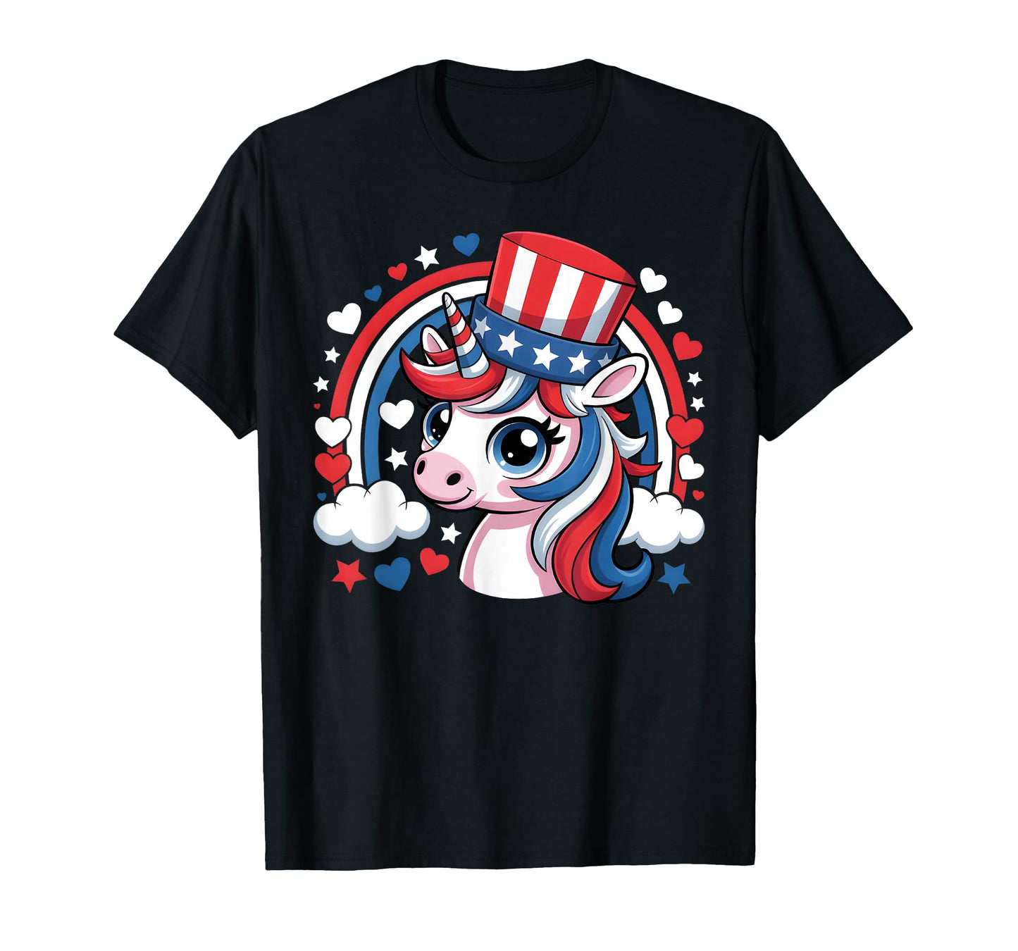 Patriotic Unicorn Veterans Day Red White Blue USA Americorn T-Shirt
