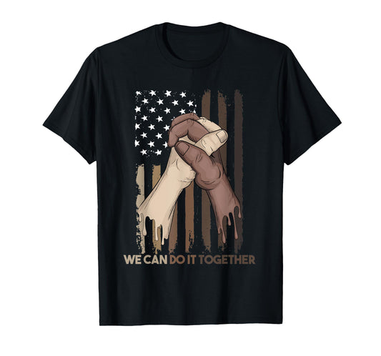 US Flag with Black & American Hands Black Lives Matter BLM T-Shirt