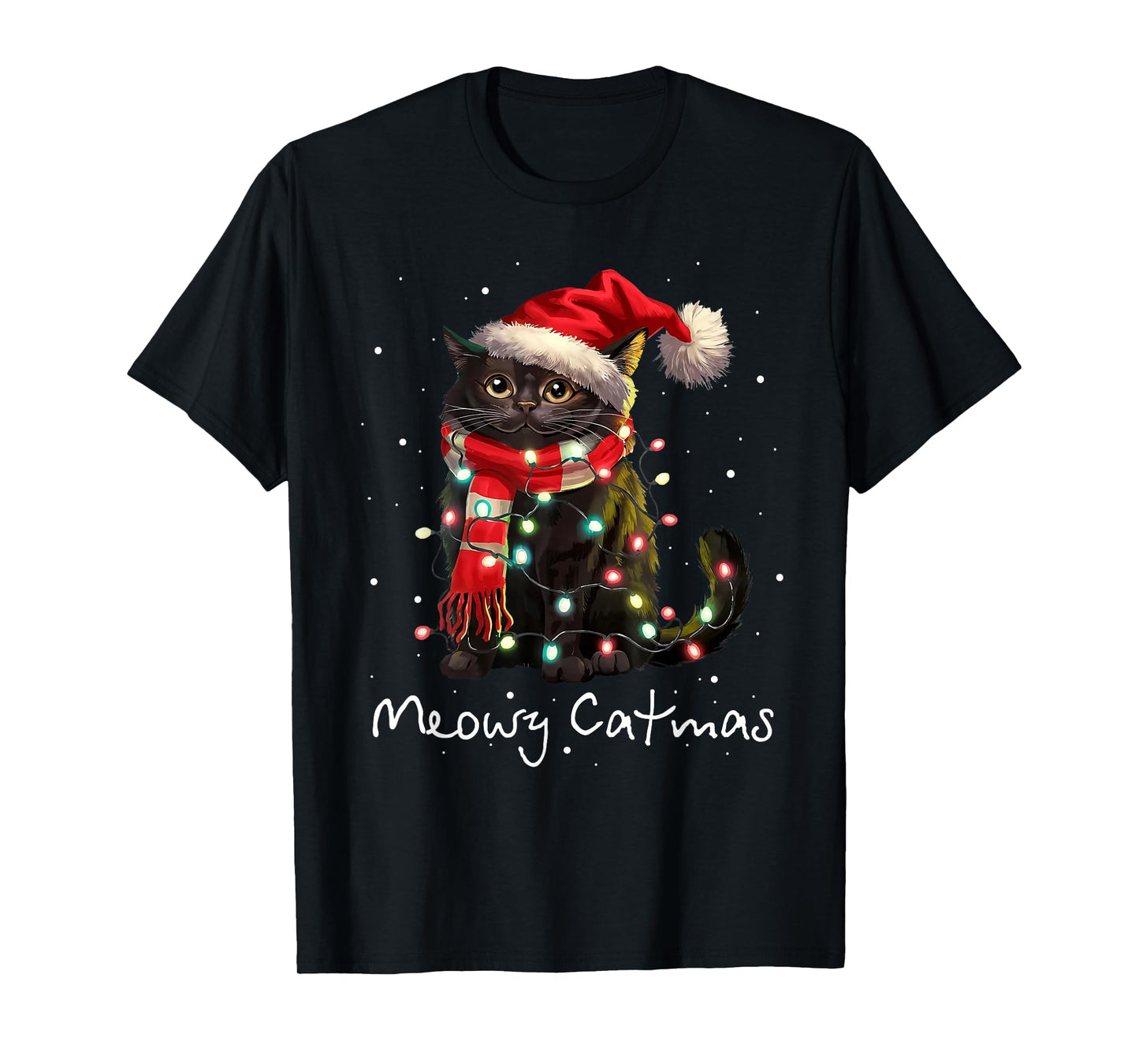 Meowy Catmas Cat Christmas Tree Xmas Girls Boys Funny Cat T-Shirt