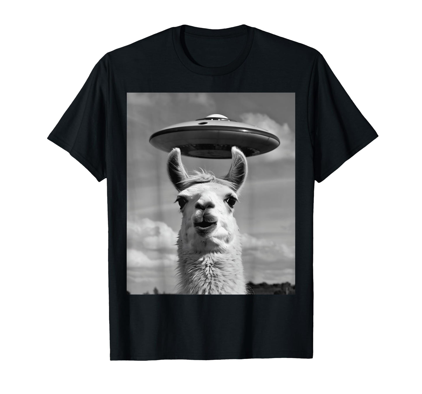 Llama Selfie With Alien UFO Funny Llama Gifts For Men Women T-Shirt