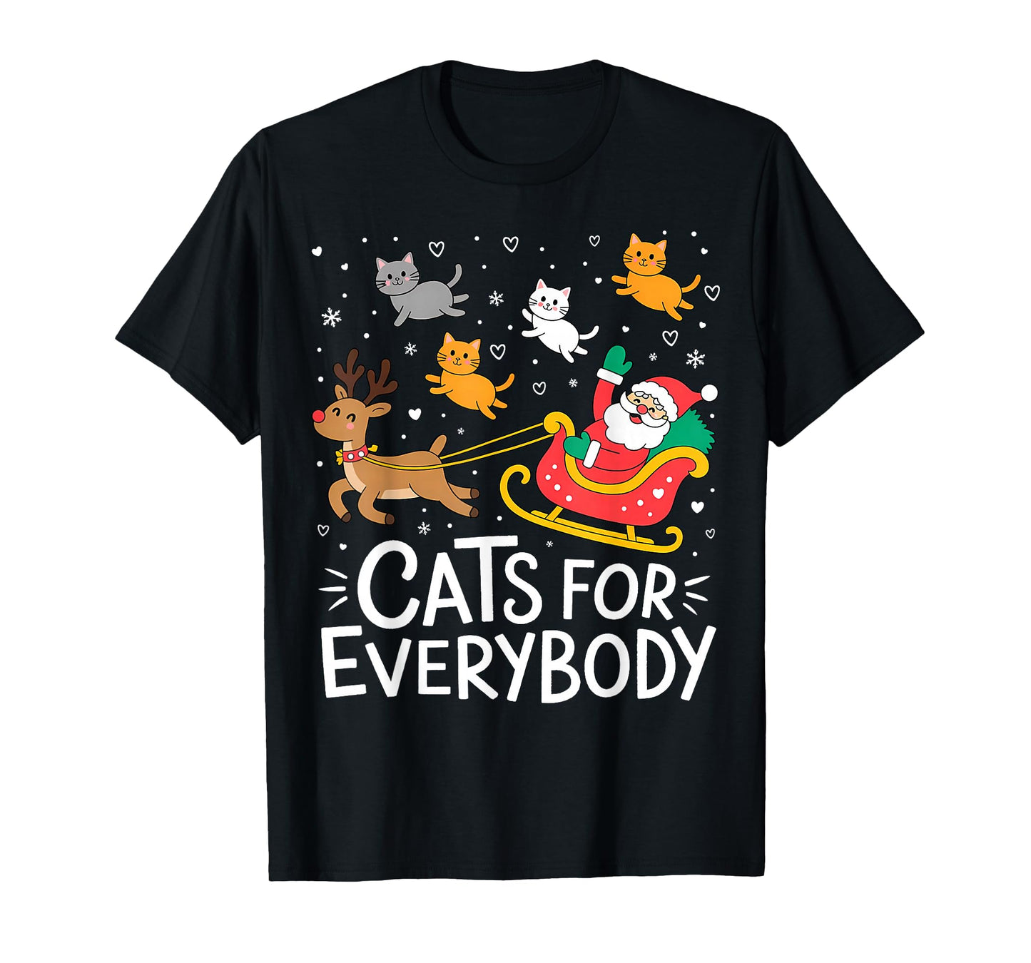 Cats for Everybody Christmas Cat Funny Xmas Women Santa T-Shirt
