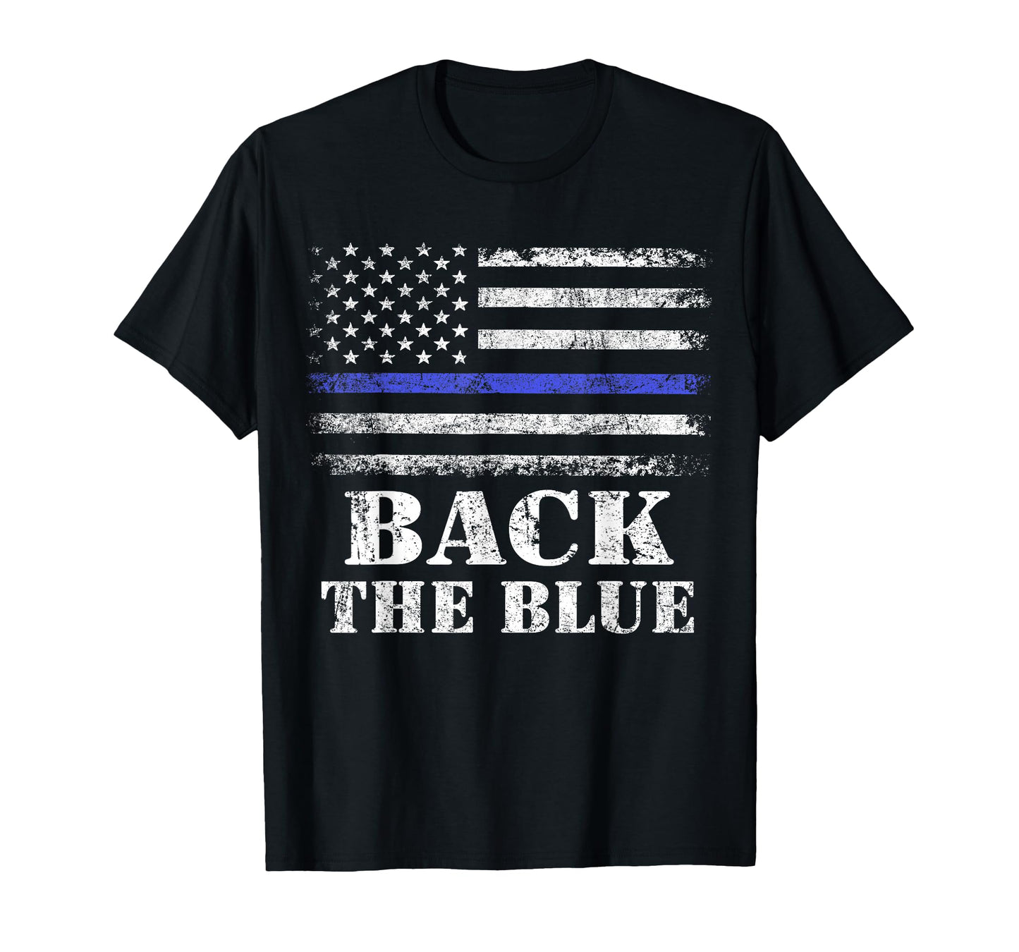 Back The Blue Thin Blue Line American Flag Police Support T-Shirt