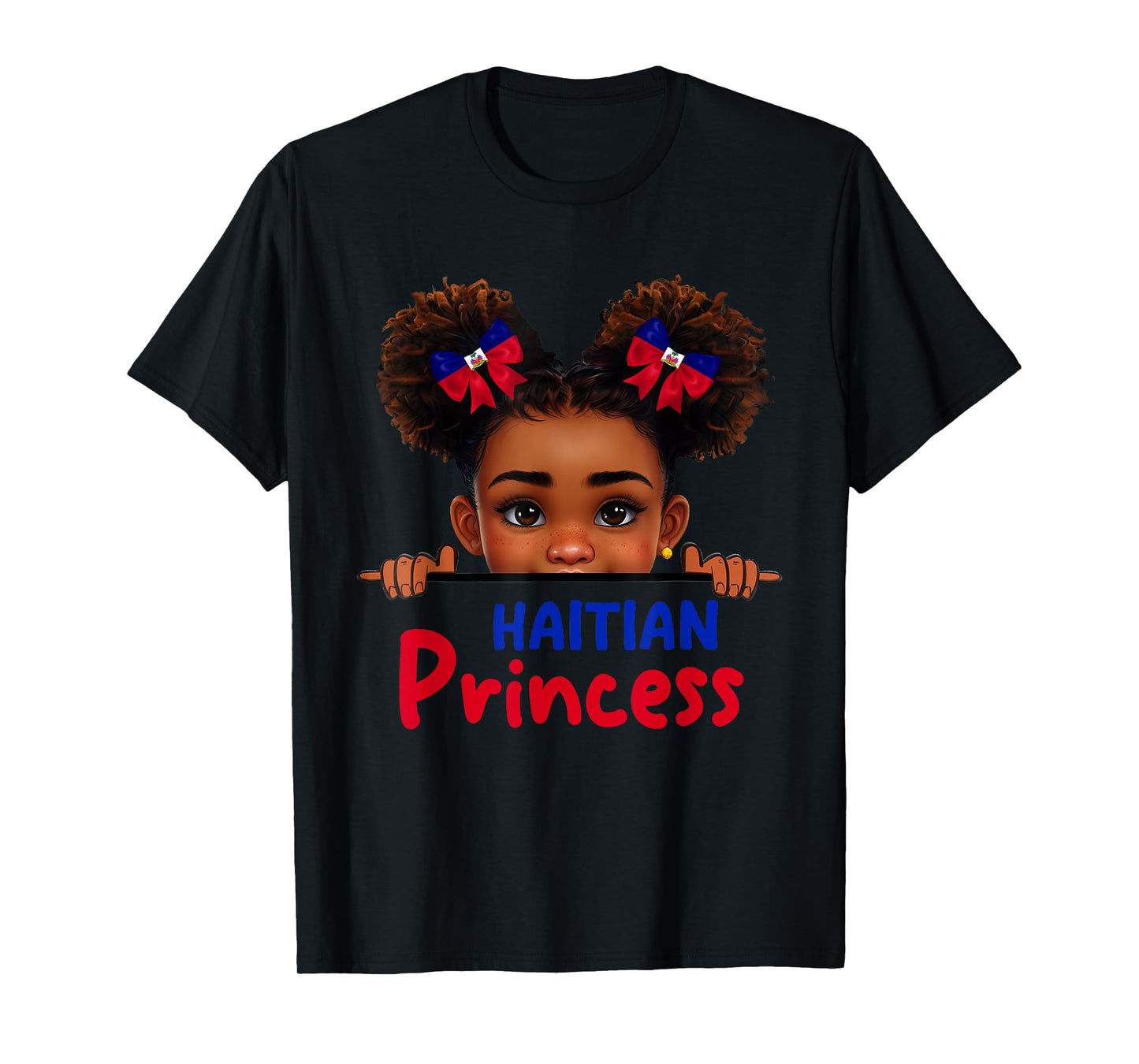 Cute Melanin Haitian Princess Haiti Flag for Girls Kids T-Shirt