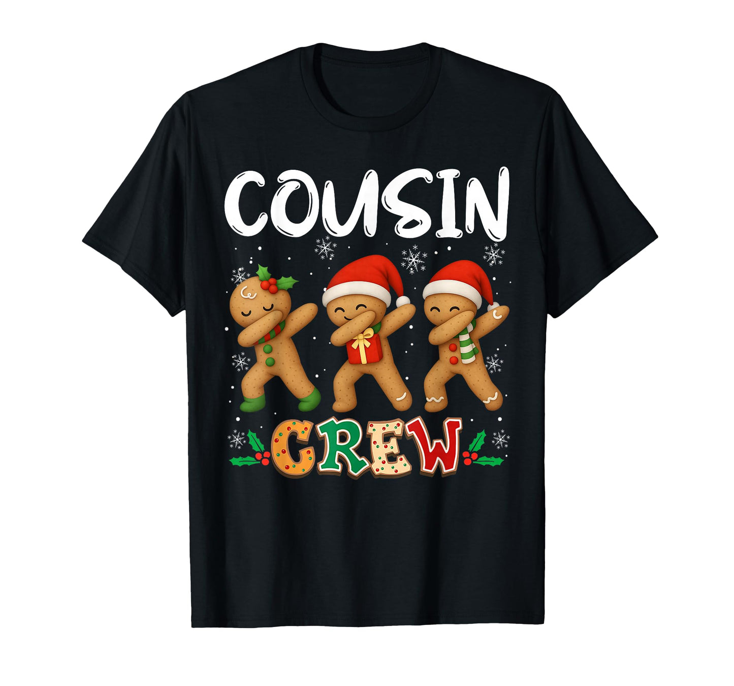 Cousin Crew Christmas Pajama Gingerbread Man Dabbing T-Shirt
