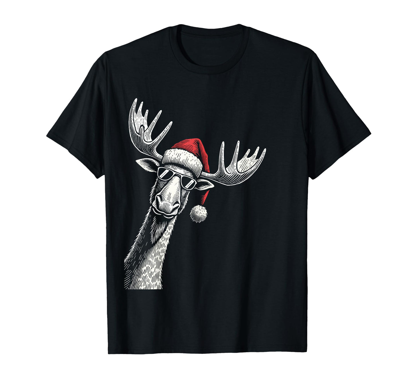 Moose Christmas Santa Hat Pajama Funny Moose Xmas T-Shirt