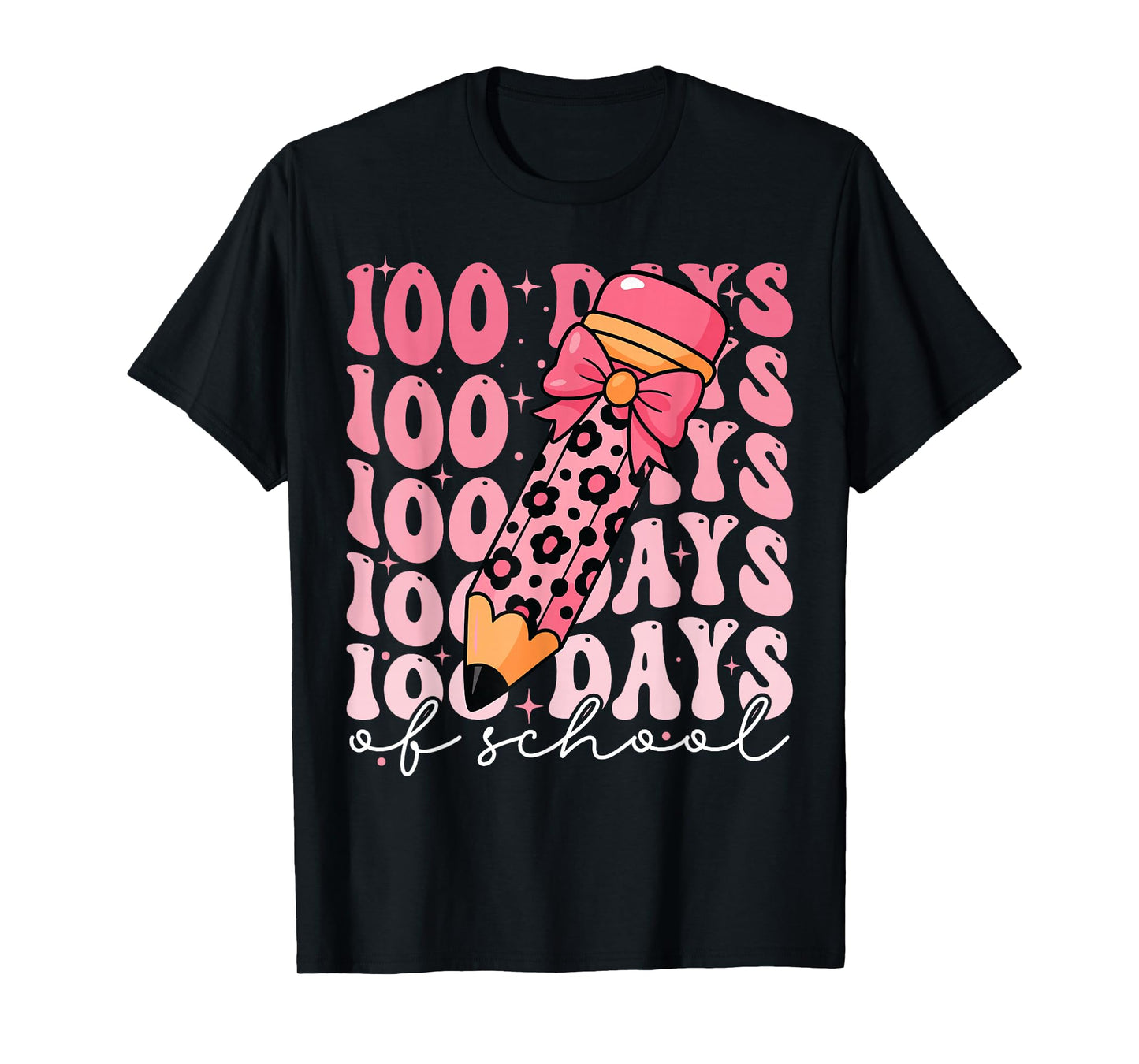 100 Days of School Pink Preppy 100th Day of School Girls T-Shirt