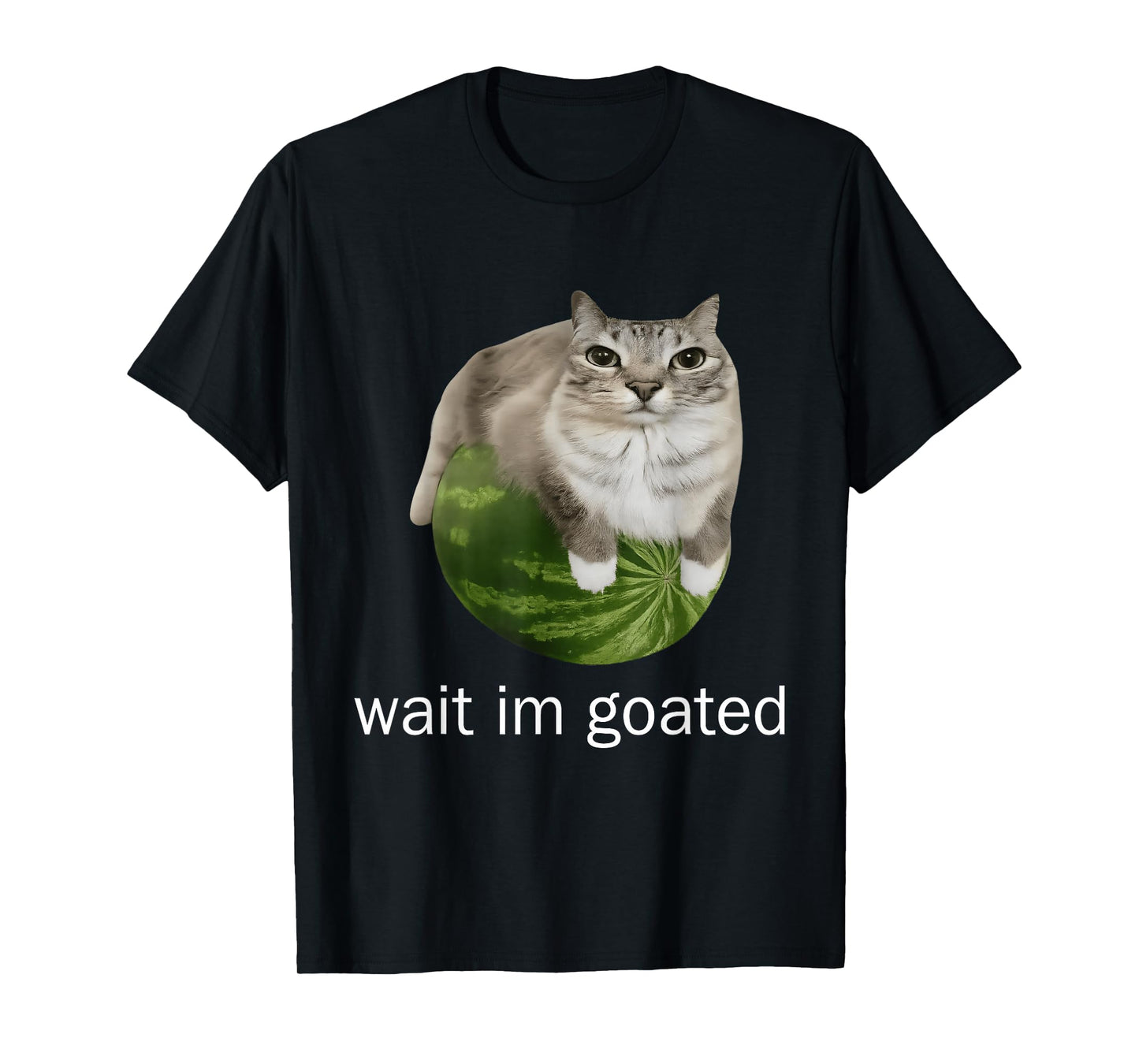 Wait I'm Goated Cat Meme Funny Watermelon Silly Cats Humor T-Shirt