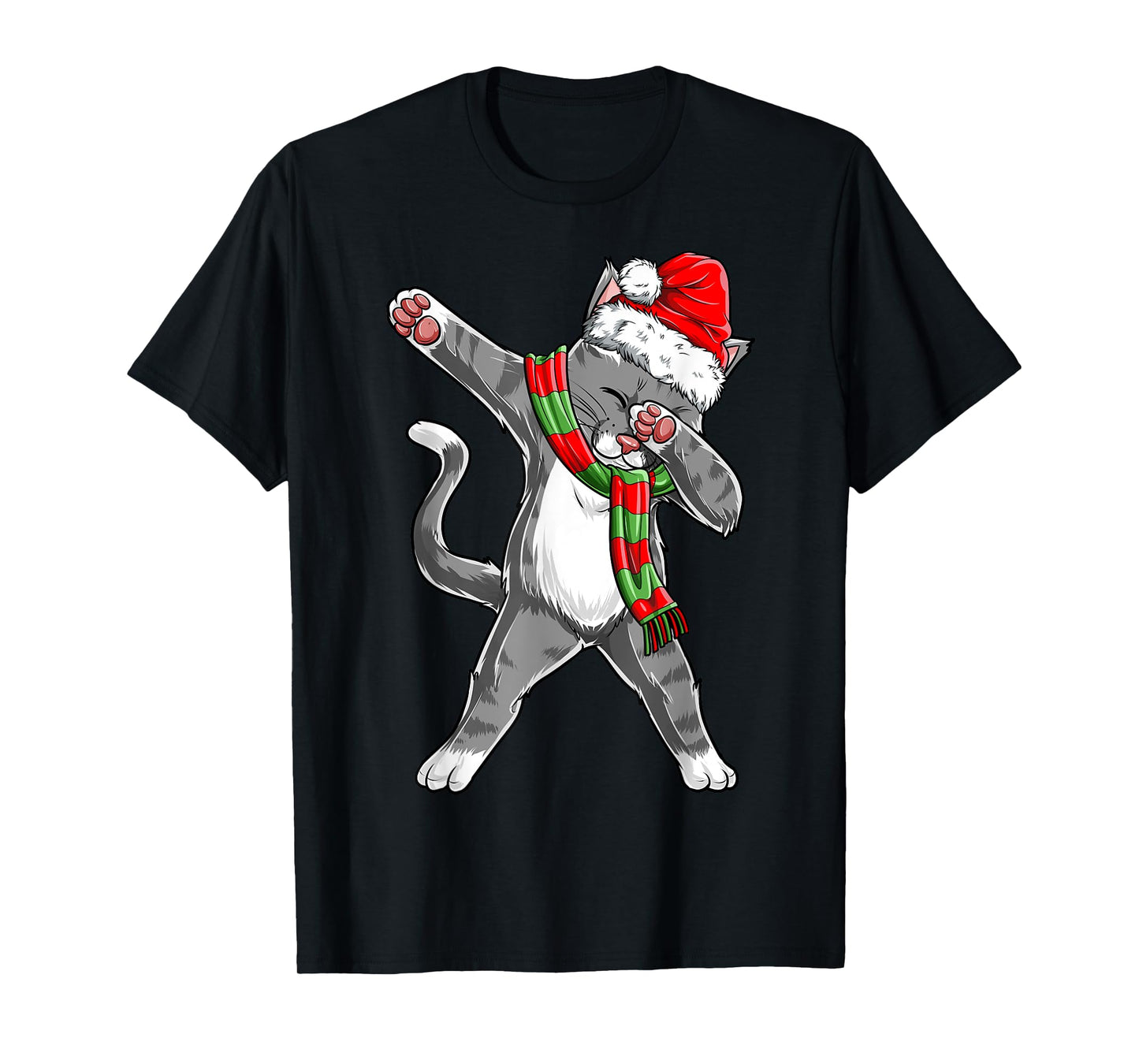 Dabbing Cat Santa Christmas Gift Kids Boys Girls Catmas Xmas T-Shirt