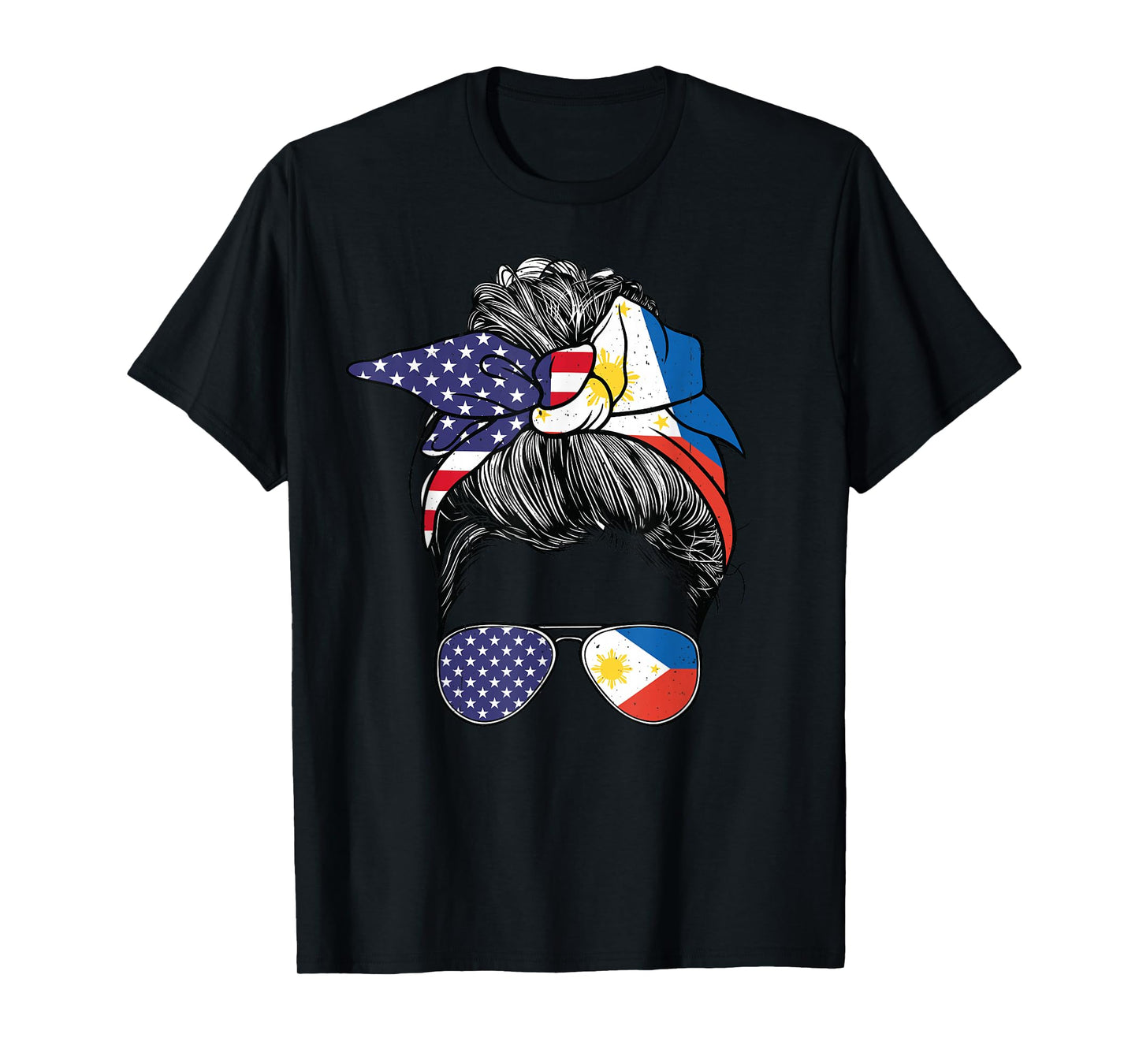 Filipina Women Girl USA Heritage American Philippines Flag T-Shirt