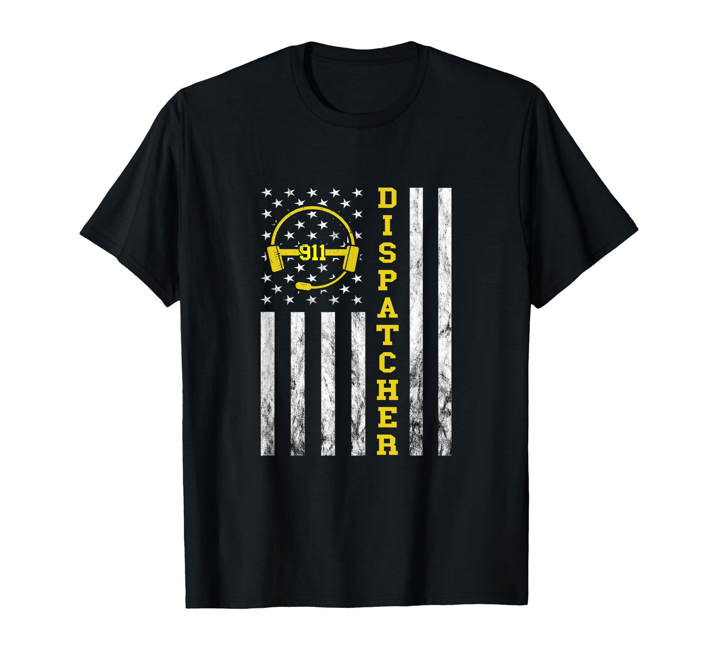 Dispatcher Vintage America USA Flag Headset 911 Operator T-Shirt Small