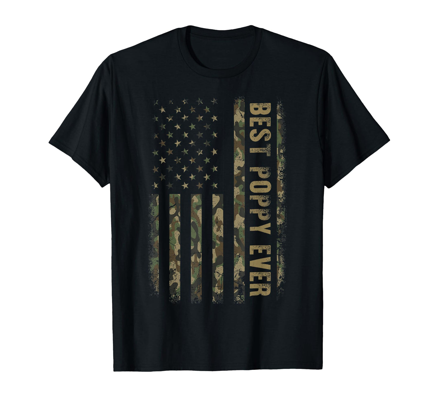 Best Poppy Ever Camouflage American Flag Father's Day T-Shirt
