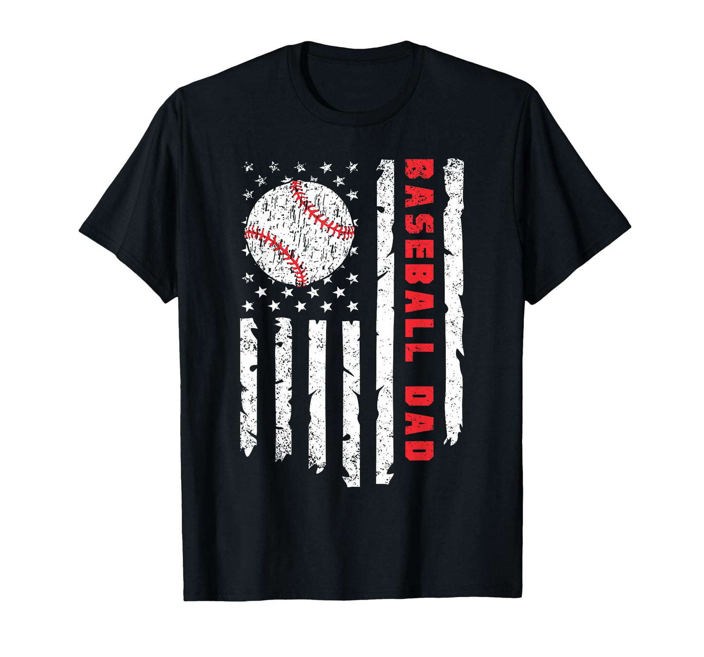 Baseball DAD USA American Flag Fathers Day 4th of July T-Shirt