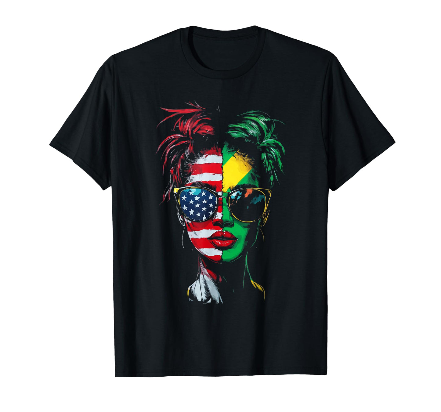 Half American Half Jamaican USA Flag Jamaica America T-Shirt