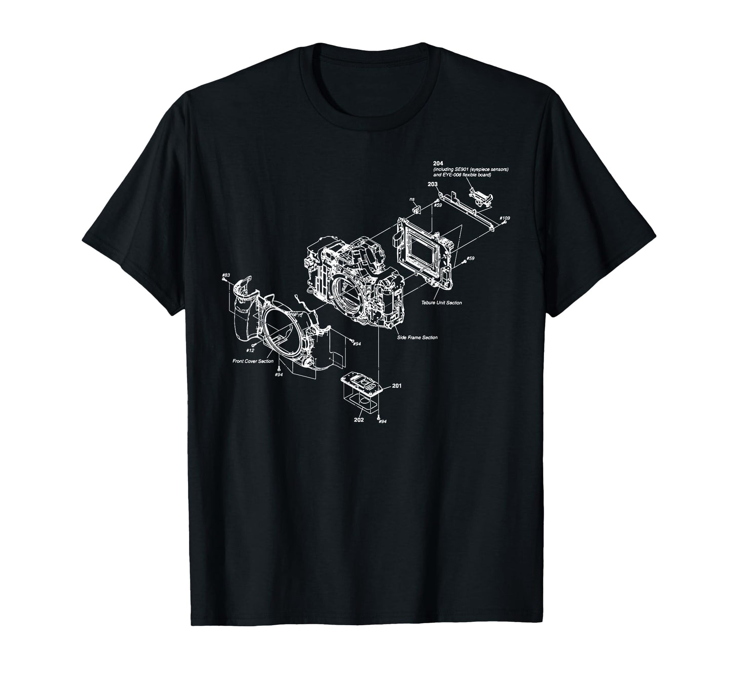 Vintage Blueprint Photography Camera Retro Chart Fun Gift T-Shirt