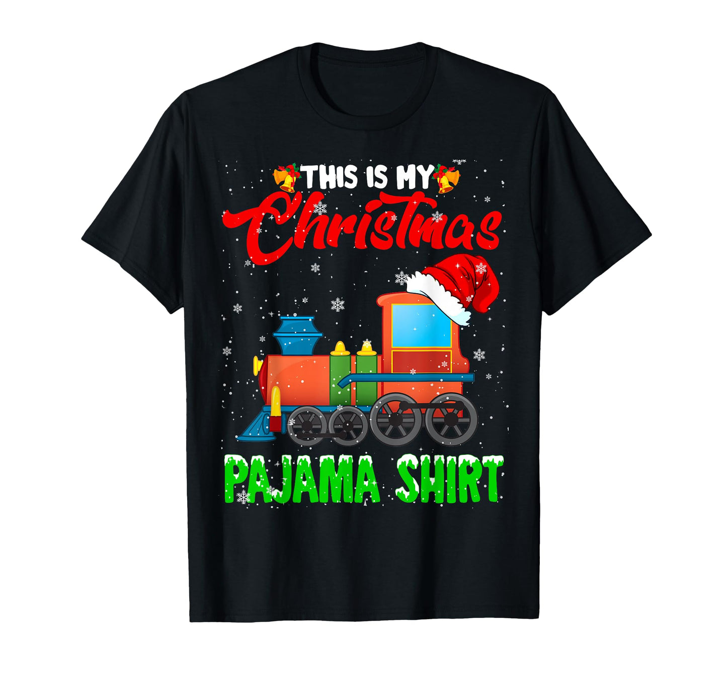 Christmas Pajama Funny Santa Train Farmer Kids Christmas T-Shirt
