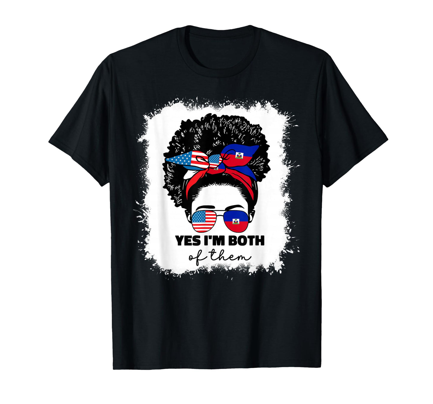 Half Haitian And American America Haiti Usa Flag Girl Afro T-Shirt