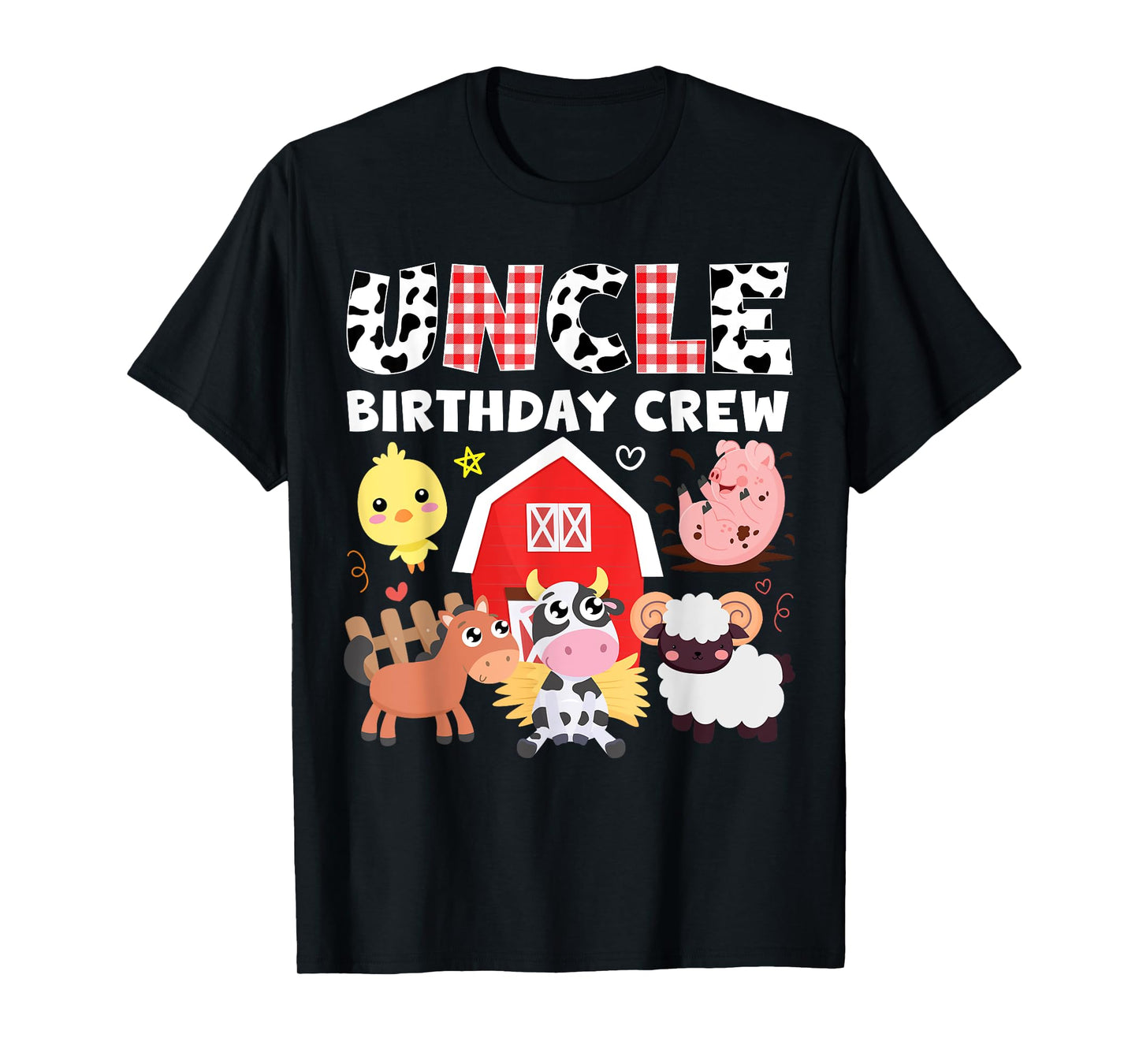 Cow Uncle Birthday Crew Farm Theme Animals Birthday Party T-Shirt