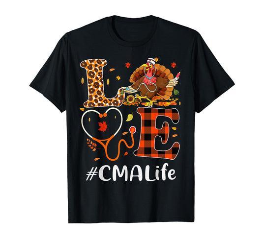 CMA Certified Medical Assistant Love Thanksgiving Leopard T-Shirt