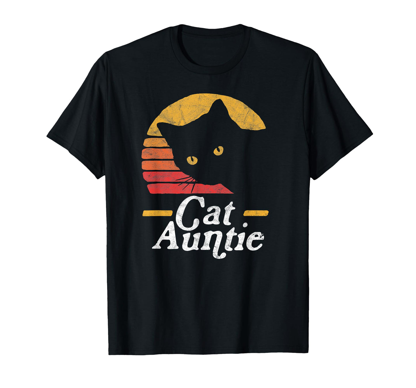 Cat Aunt Vintage Eighties Style Sun Cat Retro Distressed T-Shirt