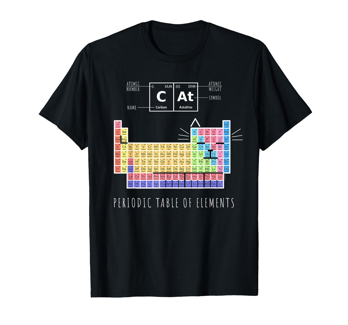 Chemistry Cat, Periodic Table Of Elements T-Shirt