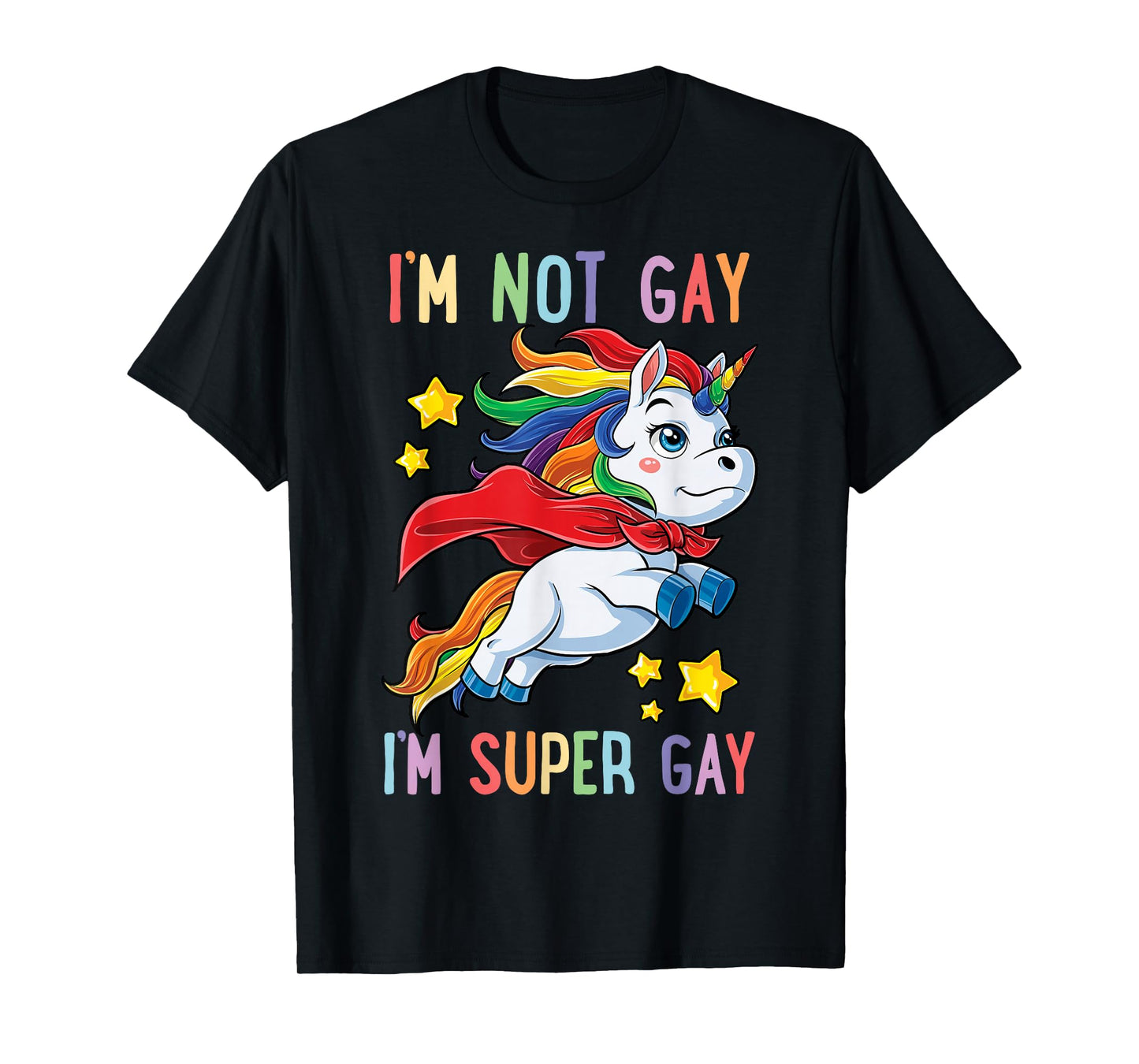 LGBTQ Unicorn Super Gay Pride LGBT Ally Rainbow Flag Retro T-Shirt