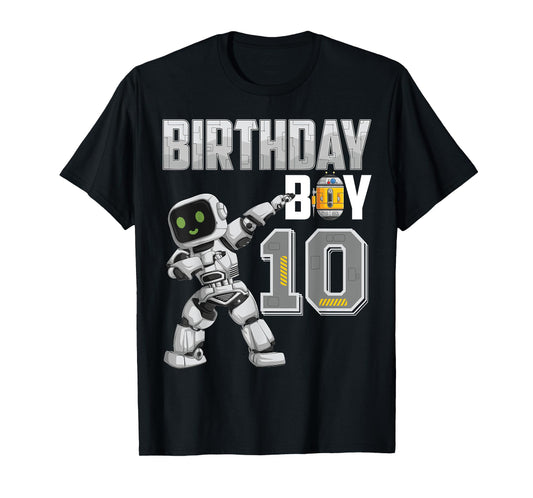 10 Year Old dabbing Robot 10th Birthday Science Robotics T-Shirt