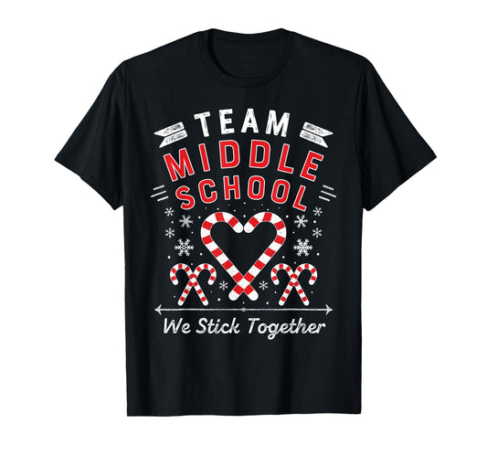 Christmas Candy Cane Heart | Student & Middle School Teacher T-Shirt for Men Women Kids
