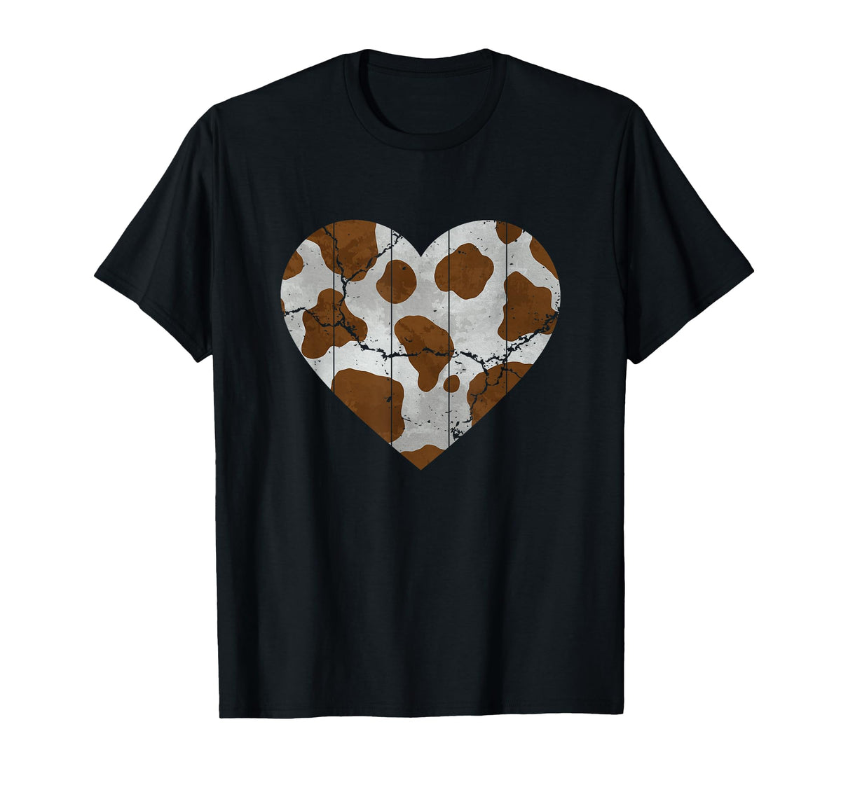 Brown Cow Pattern Heart Lovers of Farm Animals T-Shirt