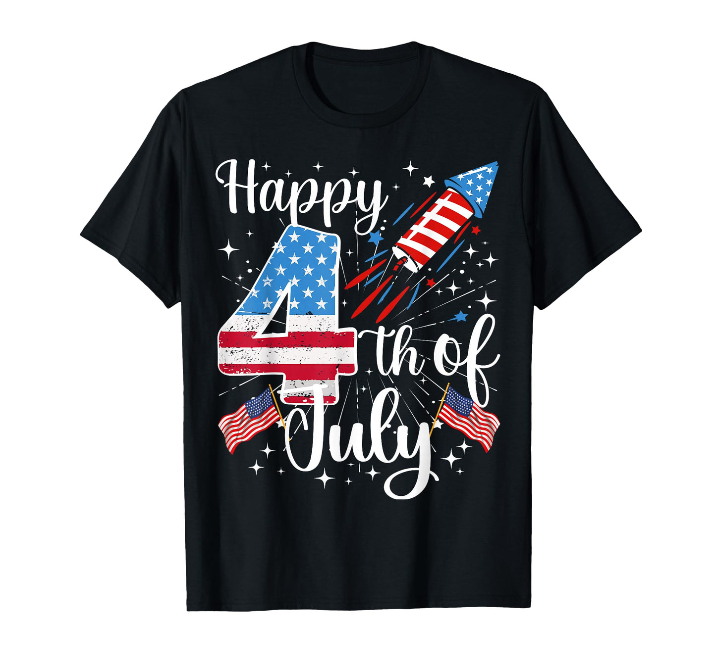 Happy 4th of July US Flag 4th of July Fireworks Women Men T-Shirt