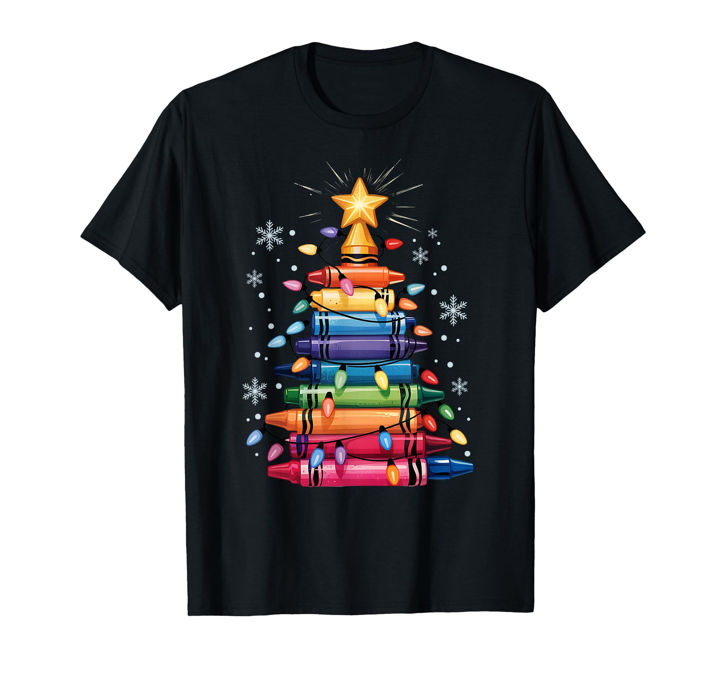 Crayon Christmas Tree Funny Merry Christmas Teacher T-Shirt