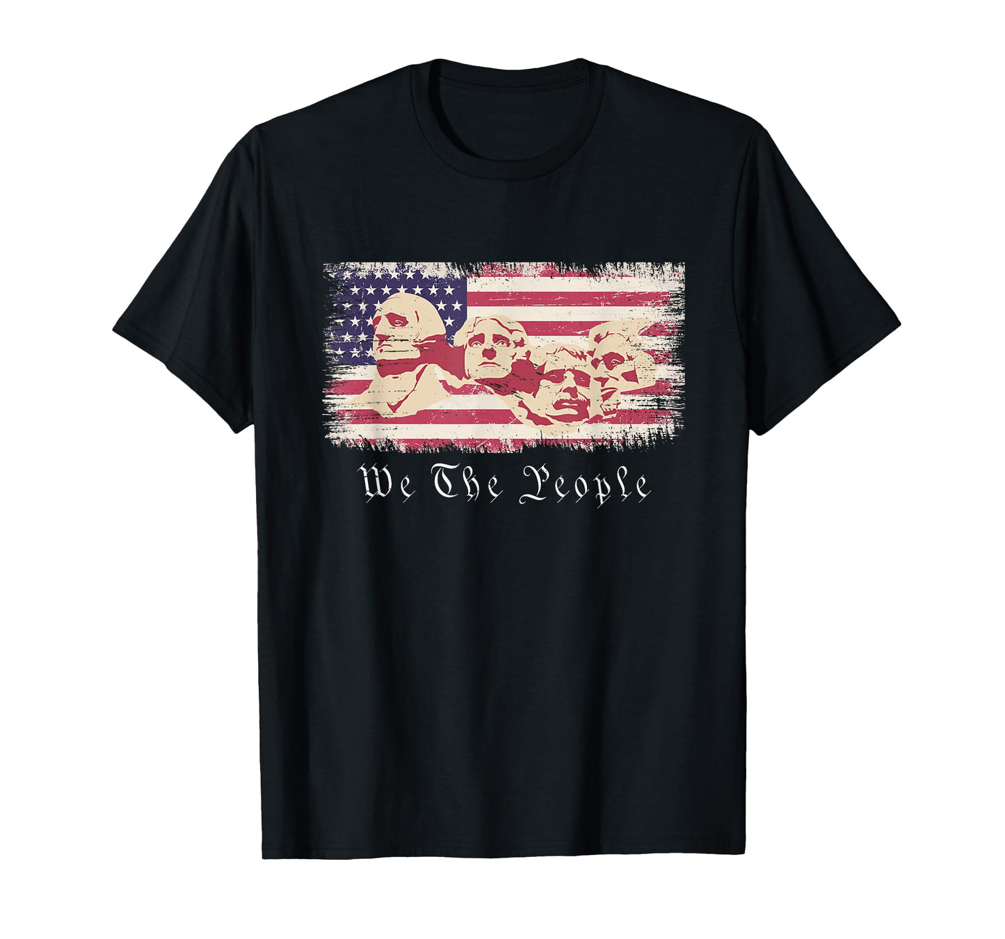 Rushmore United States Presidents On Vintage American Flag T-Shirt