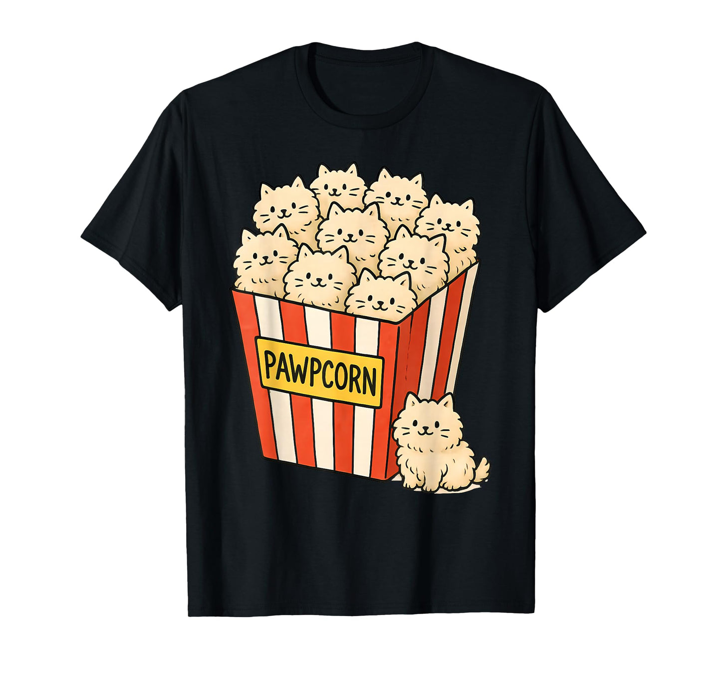 Funny Cat Owner Pawpcorn Popcorn Pun Cute Kittens Cat Lover T-Shirt