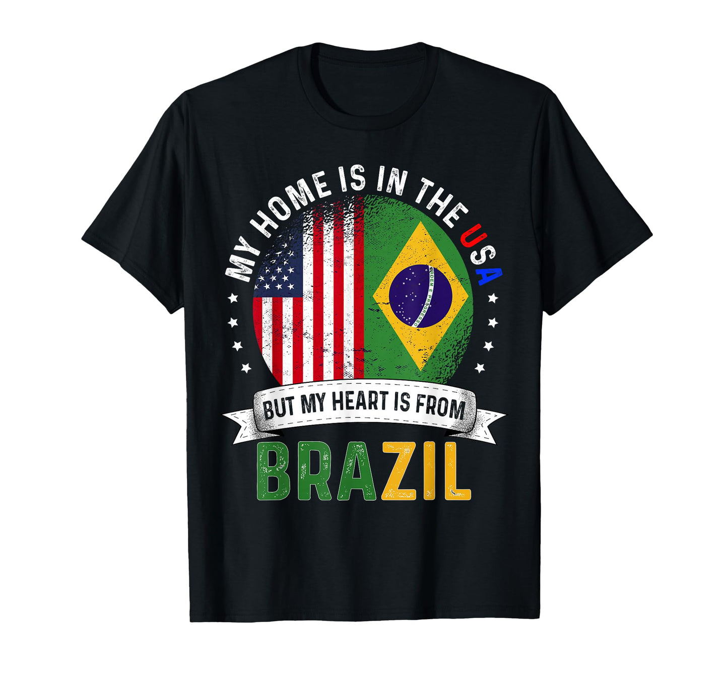 Brazilian American Patriot Heart is from Brazil Flag T-Shirt