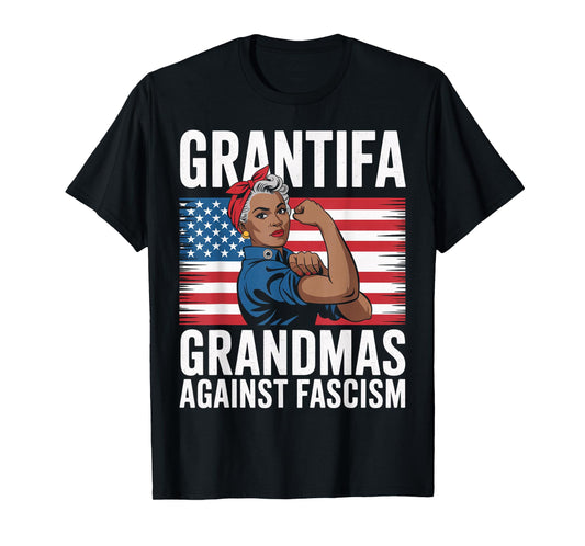 Grantifa Black Grandmas Against Fascism Flag Resist No Kings T-Shirt