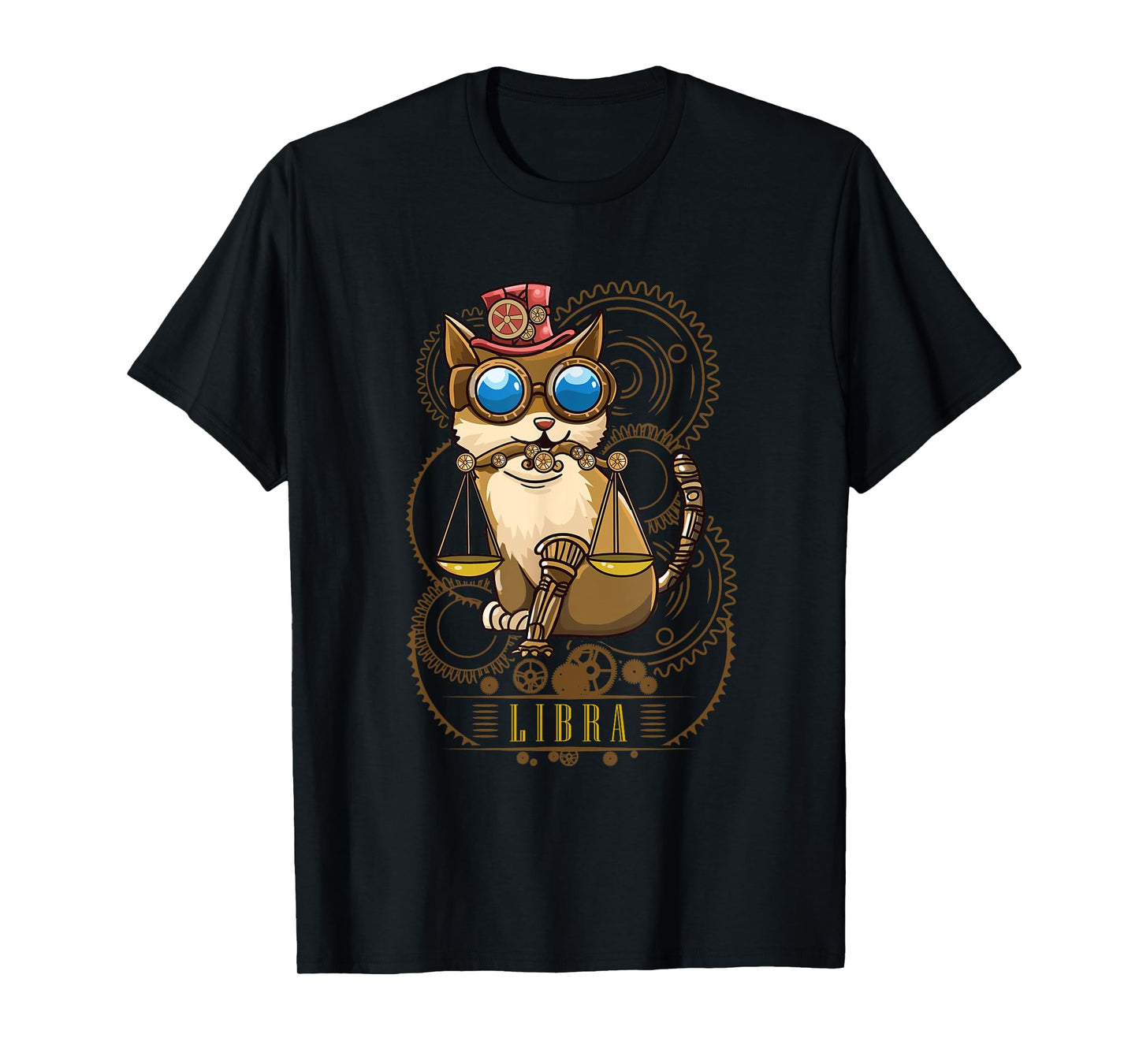 Steampunk Horoscope Cat, Libra Star Sign, Cat Astrology Men Women T-Shirt