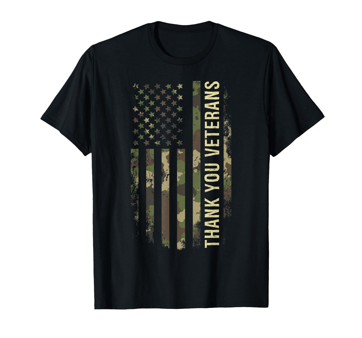 Thank You Veterans Camouflage American Flag T-Shirt